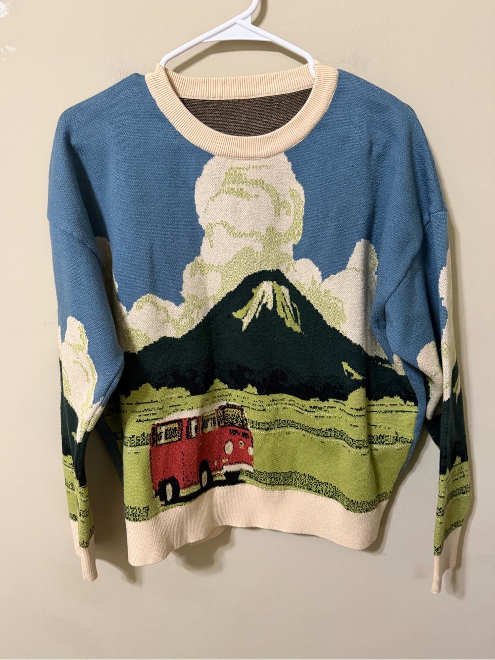 Cider 0xl Scenic Blue Graphic Crewneck Sweater kitschy nostalgic tight weave new